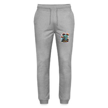 Mushroom / Mushroom / Meadow / Forest / Goa / Psy - Stanley/Stella Mover Unisex Organic Jogging Trousers - heather grey - Front - Marisol (170cm) & Nik (191cm)