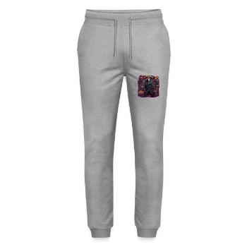 Cyberpunk / Design / Logo / Frau / Mantel / Gothic - Stanley/Stella Unisex Bio Jogginghose Mover  - Grau meliert - Vorne - Marisol (170cm) & Nik (191cm)