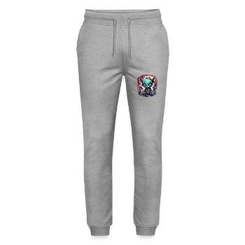 Astronaute / Espace / Animal / Ours / Vaisseau spatial - Pantalon de jogging bio MOVER Stanley/Stella unisexe - gris chiné - Devant - Marisol (170cm) & Nik (191cm)