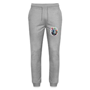 Astronaut / Space / Animal / Llama / Spaceship - Stanley/Stella Mover Unisex Organic Jogging Trousers - heather grey - Front - Marisol (170cm) & Nik (191cm)