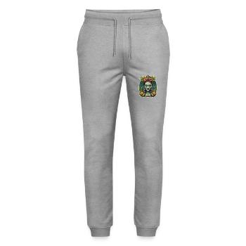 Tiki / Hawaii / Tropisch /Insel / Kultur / Logo - Stanley/Stella Unisex Bio Jogginghose Mover  - Grau meliert - Vorne - Marisol (170cm) & Nik (191cm)