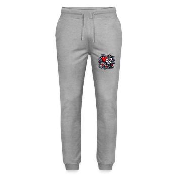 Heart / Mother's Day / Love / Holidays / Love - Stanley/Stella Mover Unisex Organic Jogging Trousers - heather grey - Front - Marisol (170cm) & Nik (191cm)
