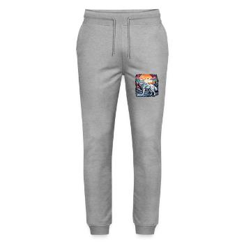 Wolf / Rudel / Wald / Wild / Tierwelt / heulen - Stanley/Stella Unisex Bio Jogginghose Mover  - Grau meliert - Vorne - Marisol (170cm) & Nik (191cm)