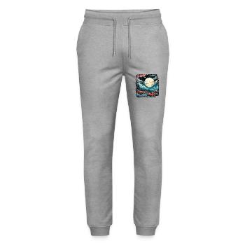 Wolf / Rudel / Wald / Wild / Tierwelt / heulen - Stanley/Stella Unisex Bio Jogginghose Mover  - Grau meliert - Vorne - Marisol (170cm) & Nik (191cm)