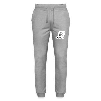 Je suis ici pour faire - Pantalon de jogging bio MOVER Stanley/Stella unisexe - gris chiné - Devant - Marisol (170cm) & Nik (191cm)