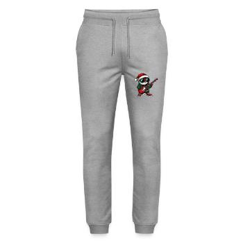 Owl Christmas Guitar - Stanley/Stella Mover Unisex Organic Jogging Trousers - heather grey - Front - Marisol (170cm) & Nik (191cm)