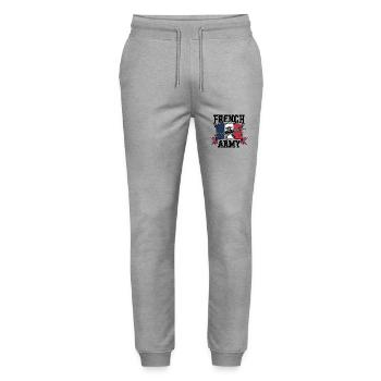 French Army - Pantalon de jogging bio MOVER Stanley/Stella unisexe - gris chiné - Devant - Marisol (170cm) & Nik (191cm)