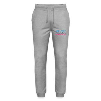 Ecole / Prof / Instit / Professeur / Maîtresse - Pantalon de jogging bio MOVER Stanley/Stella unisexe - gris chiné - Devant - Marisol (170cm) & Nik (191cm)