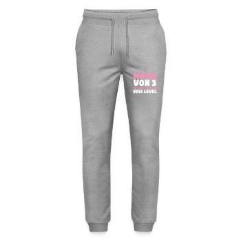 Mama Von 3 Kindern - Stanley/Stella Unisex Bio Jogginghose Mover  - Grau meliert - Vorne - Marisol (170cm) & Nik (191cm)