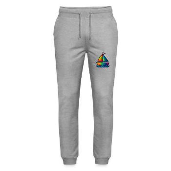 WPAP Polygon Voilier pour bébé de style kawaii - Pantalon de jogging bio MOVER Stanley/Stella unisexe - gris chiné - Devant - Marisol (170cm) & Nik (191cm)