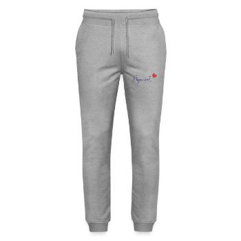 PAPOUNET. BONNE FÊTE PAPA. PAPA. FÊTE DES PÈRES - Pantalon de jogging bio MOVER Stanley/Stella unisexe - gris chiné - Devant - Marisol (170cm) & Nik (191cm)