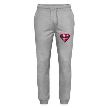 Norway shiny heart red white blue flag - Stanley/Stella Mover Unisex Organic Jogging Trousers - heather grey - Front - Marisol (170cm) & Nik (191cm)