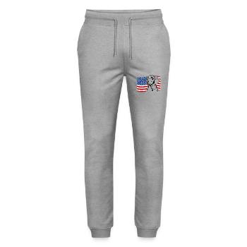 Weimaraner America Flag Dogs Hunting Dogs Wilsigns - Stanley/Stella Mover Unisex Organic Jogging Trousers - heather grey - Front - Marisol (170cm) & Nik (191cm)