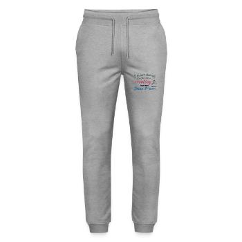 Ich bin nicht tollpatschig, ich kreiere nur improvisierten Tanz - Stanley/Stella Unisex Bio Jogginghose Mover  - Grau meliert - Vorne - Marisol (170cm) & Nik (191cm)