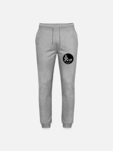 Dog walking dog - Stanley/Stella Mover Unisex Organic Jogging Trousers - heather grey