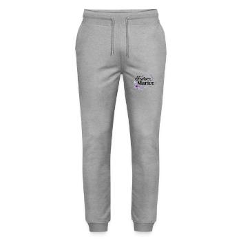 purple floral bride-to-be - Stanley/Stella Mover Unisex Organic Jogging Trousers - heather grey - Front - Marisol (170cm) & Nik (191cm)