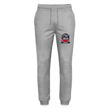 Sloth Watermelon - Stanley/Stella Mover Unisex Organic Jogging Trousers - heather grey - Front - Marisol (170cm) & Nik (191cm)