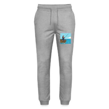 Fang des Tages: Angler auf dem Wasser! - Stanley/Stella Unisex Bio Jogginghose Mover  - Grau meliert - Vorne - Marisol (170cm) & Nik (191cm)