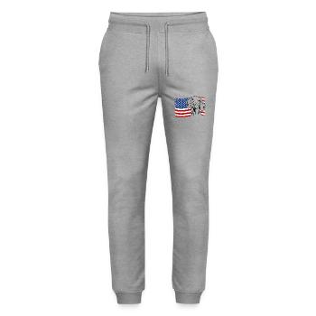 Magyar Vizsla America Flag Dogs Dog Wilsigns - Stanley/Stella Mover Unisex Organic Jogging Trousers - heather grey - Front - Marisol (170cm) & Nik (191cm)