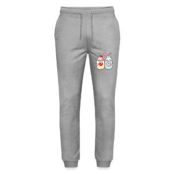 Milk Couple Love Heart Valentine's Day - Stanley/Stella Mover Unisex Organic Jogging Trousers - heather grey - Front - Marisol (170cm) & Nik (191cm)