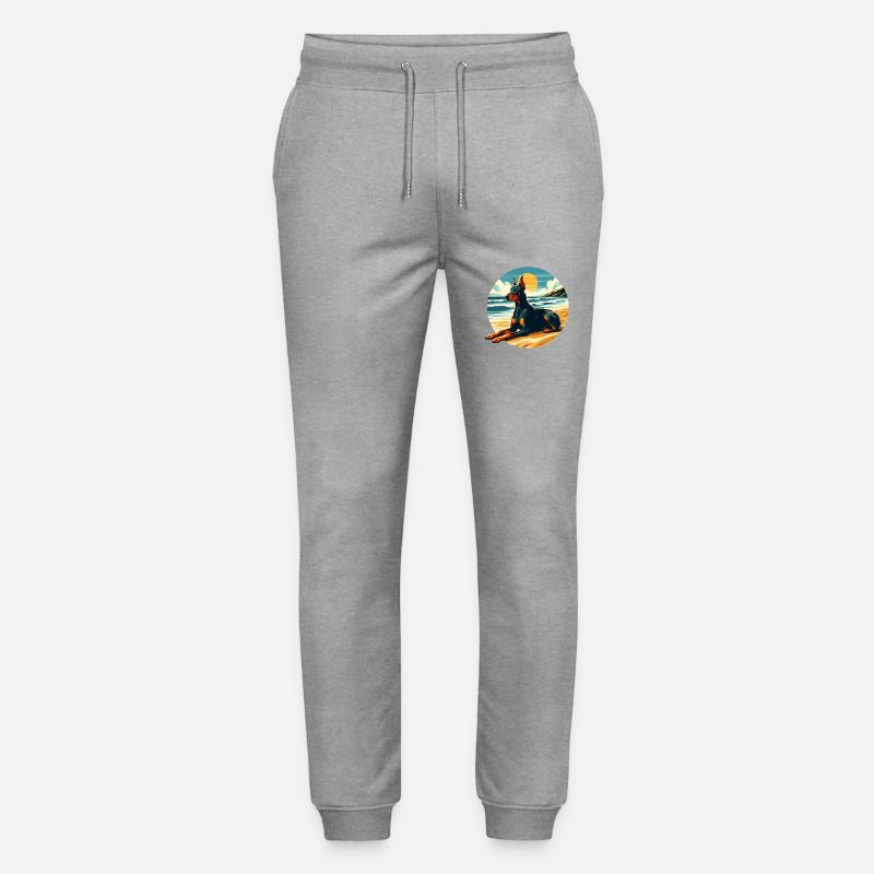 Doberman sur la plage - Pantalon de jogging bio MOVER Stanley/Stella unisexe - gris chiné