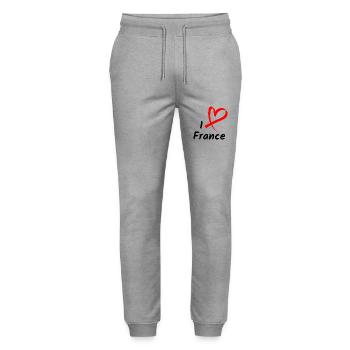 J’aime la France J’aime la France Cadeau de cœur - Pantalon de jogging bio MOVER Stanley/Stella unisexe - gris chiné - Devant - Marisol (170cm) & Nik (191cm)