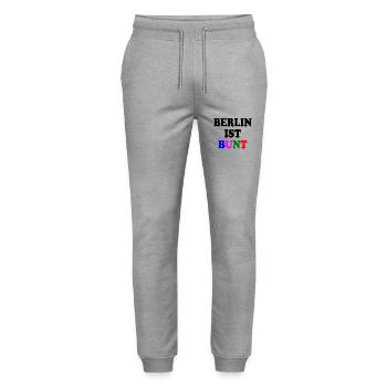 Berlin ist bunt - Stanley/Stella Unisex Bio Jogginghose Mover  - Grau meliert - Vorne - Marisol (170cm) & Nik (191cm)