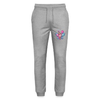 papillon anniversaire bande dessinée mignon - Pantalon de jogging bio MOVER Stanley/Stella unisexe - gris chiné - Devant - Marisol (170cm) & Nik (191cm)