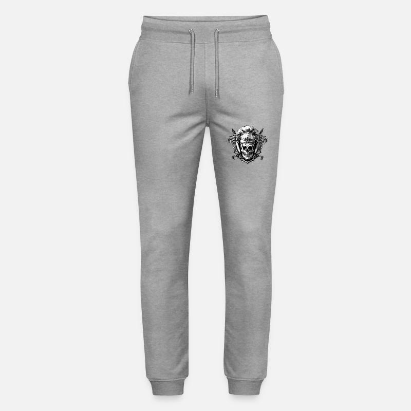 Koch Skull Skeleton Chef Crest - Stanley/Stella Mover Unisex Organic Jogging Trousers - heather grey