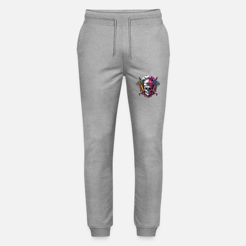 Koch Skull Skeleton Chef Crest - Stanley/Stella Mover Unisex Organic Jogging Trousers - heather grey