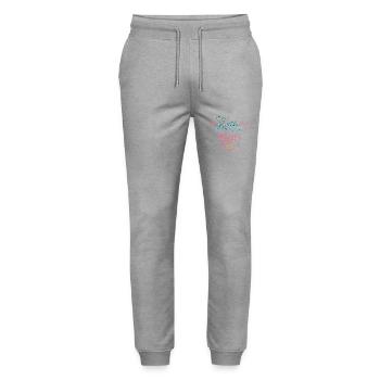 Schulkind 2025 - Erste Klasse - Girl - Einschulung - Stanley/Stella Unisex Bio Jogginghose Mover  - Grau meliert - Vorne - Marisol (170cm) & Nik (191cm)