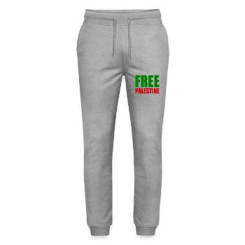 Free palestine - Pantalon de jogging bio MOVER Stanley/Stella unisexe - gris chiné - Devant - Marisol (170cm) & Nik (191cm)