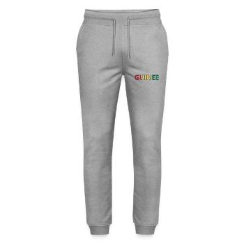 Flag of Guinea - Stanley/Stella Mover Unisex Organic Jogging Trousers - heather grey - Front - Marisol (170cm) & Nik (191cm)