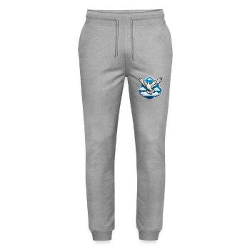 White dove of peace with blue clouds - Stanley/Stella Mover Unisex Organic Jogging Trousers - heather grey - Front - Marisol (170cm) & Nik (191cm)