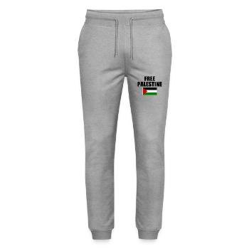 Free palestine - Stanley/Stella Unisex Bio Jogginghose Mover  - Grau meliert - Vorne - Marisol (170cm) & Nik (191cm)