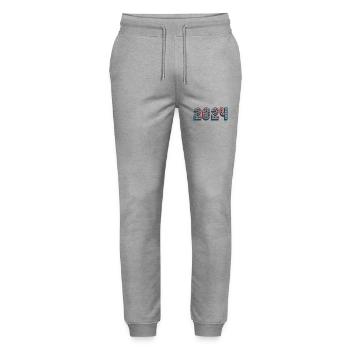CHRISTMAS. YEAR. ANNIVERSARY. RETIREMENT. DAD. MAMAM. - Stanley/Stella Mover Unisex Organic Jogging Trousers - heather grey - Front - Marisol (170cm) & Nik (191cm)
