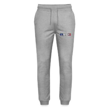 Flag of France - Stanley/Stella Mover Unisex Organic Jogging Trousers - heather grey - Front - Marisol (170cm) & Nik (191cm)