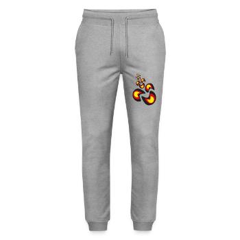 Deutschlandfarben sehr wild und fröhlich. - Stanley/Stella Unisex Bio Jogginghose Mover  - Grau meliert - Vorne - Marisol (170cm) & Nik (191cm)