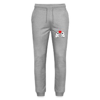 Happy Halloween Ghosts Love Heart - Stanley/Stella Mover Unisex Organic Jogging Trousers - heather grey - Front - Marisol (170cm) & Nik (191cm)
