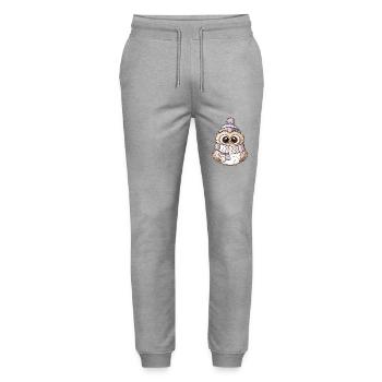 Niedliche Eule mit Schal und Pudelmütze. - Stanley/Stella Unisex Bio Jogginghose Mover  - Grau meliert - Vorne - Marisol (170cm) & Nik (191cm)