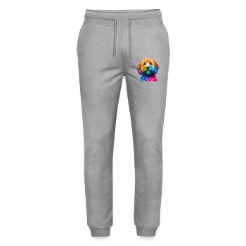 Cockapoo museau de chien géométrique moderne - Pantalon de jogging bio MOVER Stanley/Stella unisexe - gris chiné - Devant - Marisol (170cm) & Nik (191cm)
