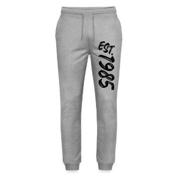 Est. 1985 - Established 1985 - Birthday Gift - Stanley/Stella Mover Unisex Organic Jogging Trousers - heather grey - Front - Marisol (170cm) & Nik (191cm)