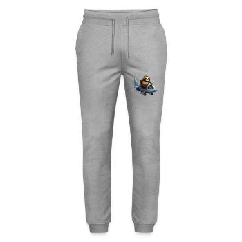 Cute Sloth Pilot Airplane Glider - Stanley/Stella Mover Unisex Organic Jogging Trousers - heather grey - Front - Marisol (170cm) & Nik (191cm)
