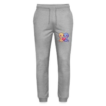 Serpent Cobra Bande Dessinée Couple Amour - Pantalon de jogging bio MOVER Stanley/Stella unisexe - gris chiné - Devant - Marisol (170cm) & Nik (191cm)