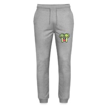 Broccoli Couple Love Heart Funny - Stanley/Stella Mover Unisex Organic Jogging Trousers - heather grey - Front - Marisol (170cm) & Nik (191cm)