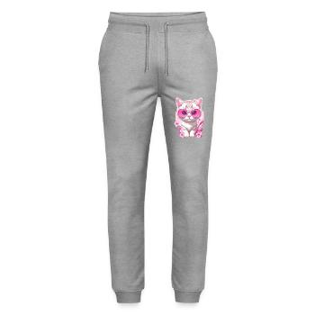 Kitten on holiday 🐾 - Stanley/Stella Mover Unisex Organic Jogging Trousers - heather grey - Front - Marisol (170cm) & Nik (191cm)