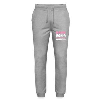 Mama Von 4 Kindern - Stanley/Stella Unisex Bio Jogginghose Mover  - Grau meliert - Vorne - Marisol (170cm) & Nik (191cm)