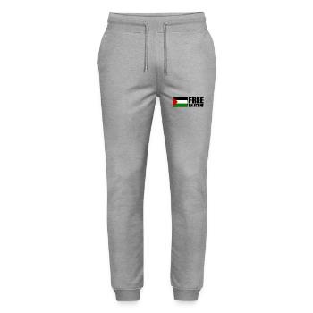 Free palestine - Stanley/Stella Unisex Bio Jogginghose Mover  - Grau meliert - Vorne - Marisol (170cm) & Nik (191cm)