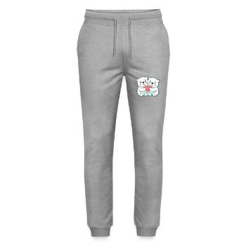 Couple d’ours polaires amoureux Animal Saint-Valentin - Pantalon de jogging bio MOVER Stanley/Stella unisexe - gris chiné - Devant - Marisol (170cm) & Nik (191cm)