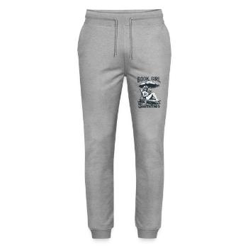 Book Girl Summer - Pantalon de jogging bio MOVER Stanley/Stella unisexe - gris chiné - Devant - Marisol (170cm) & Nik (191cm)